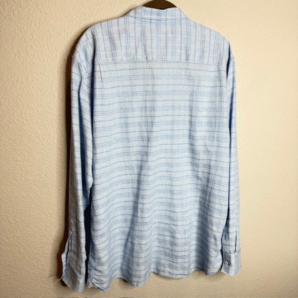 Tommy Bahama Barbados Breeze Stretch Linen Plaid Shirt XL Blue Long Sleeve - Picture 6 of 12